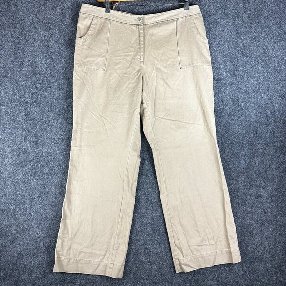J Jill Pants Womens 18 Khaki Genuine Fit Below Waist Tan Cotton Pockets ZIP NEW - Picture 1 of 8
